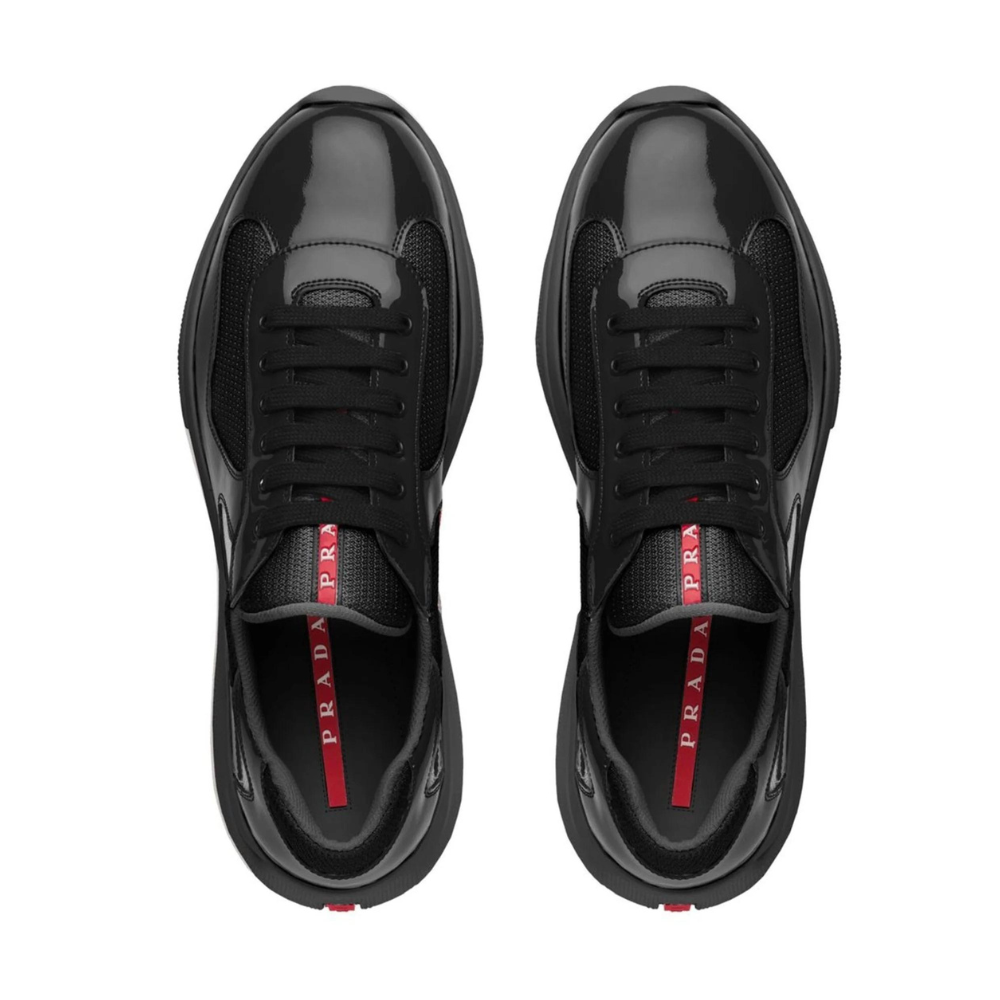 Prada americas cup black leather online