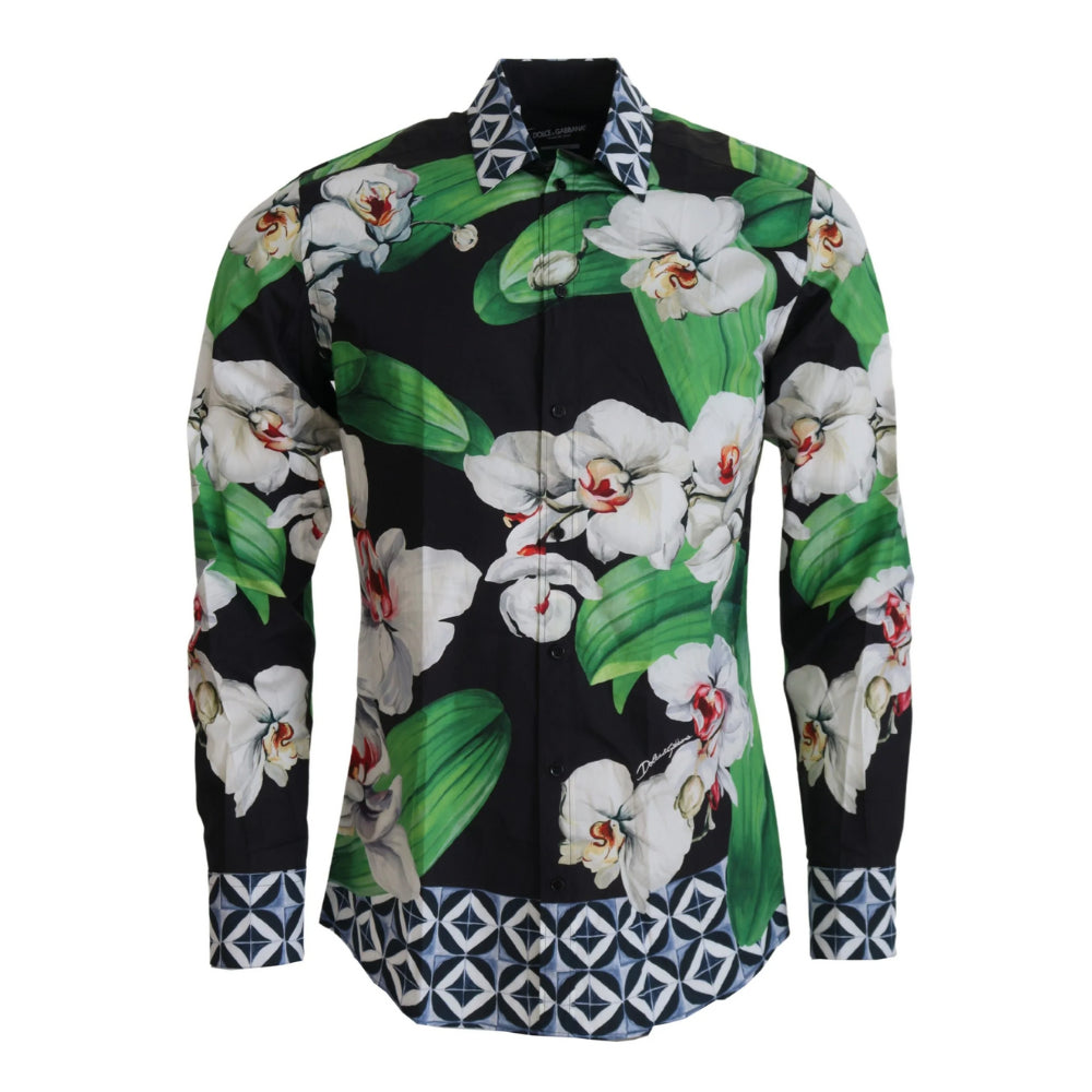Dolce & Gabbana Multicolor Floral Gold Shirt - Luxurious