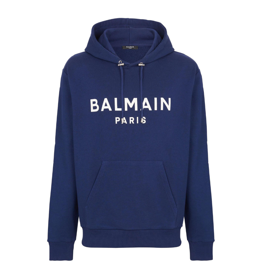Balmain Royal Blue Logo-Print Hoodie - Comfortable & Stylish