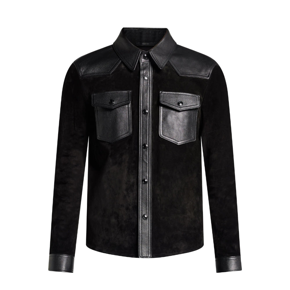 Tom Ford Leather Trim Suede Shirt - Rugged Luxury