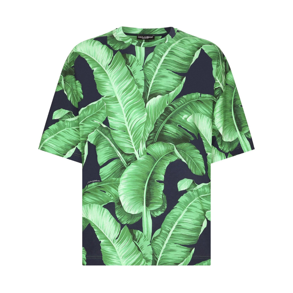 Dolce & Gabbana Leaf-Print T-Shirt Vibrant, Nature-Inspired