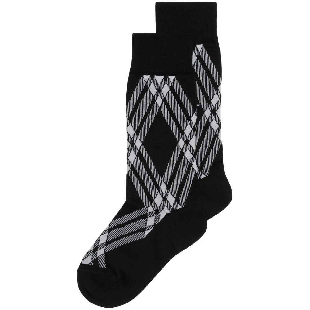 Check-Print Logo-Print Socks