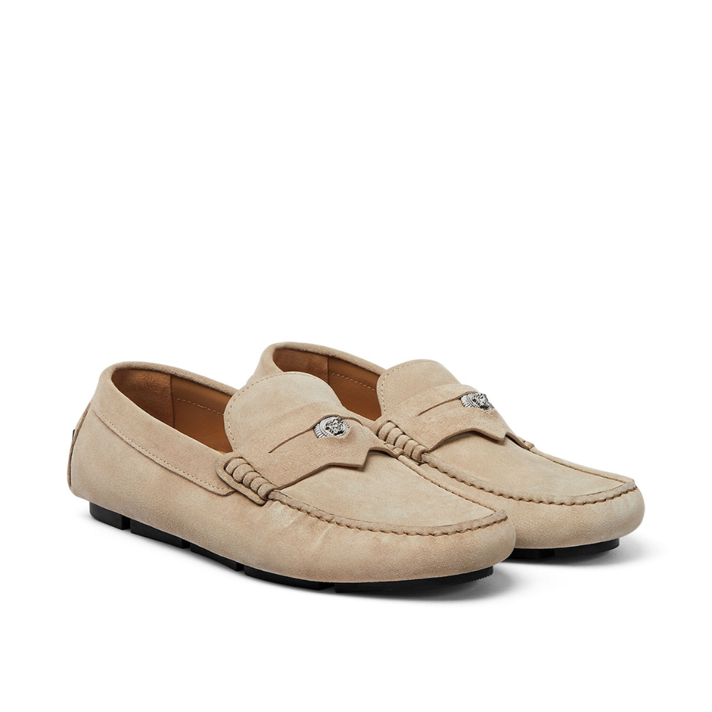 Versace Medusa Head Suede Loafers - Classic Refined Style