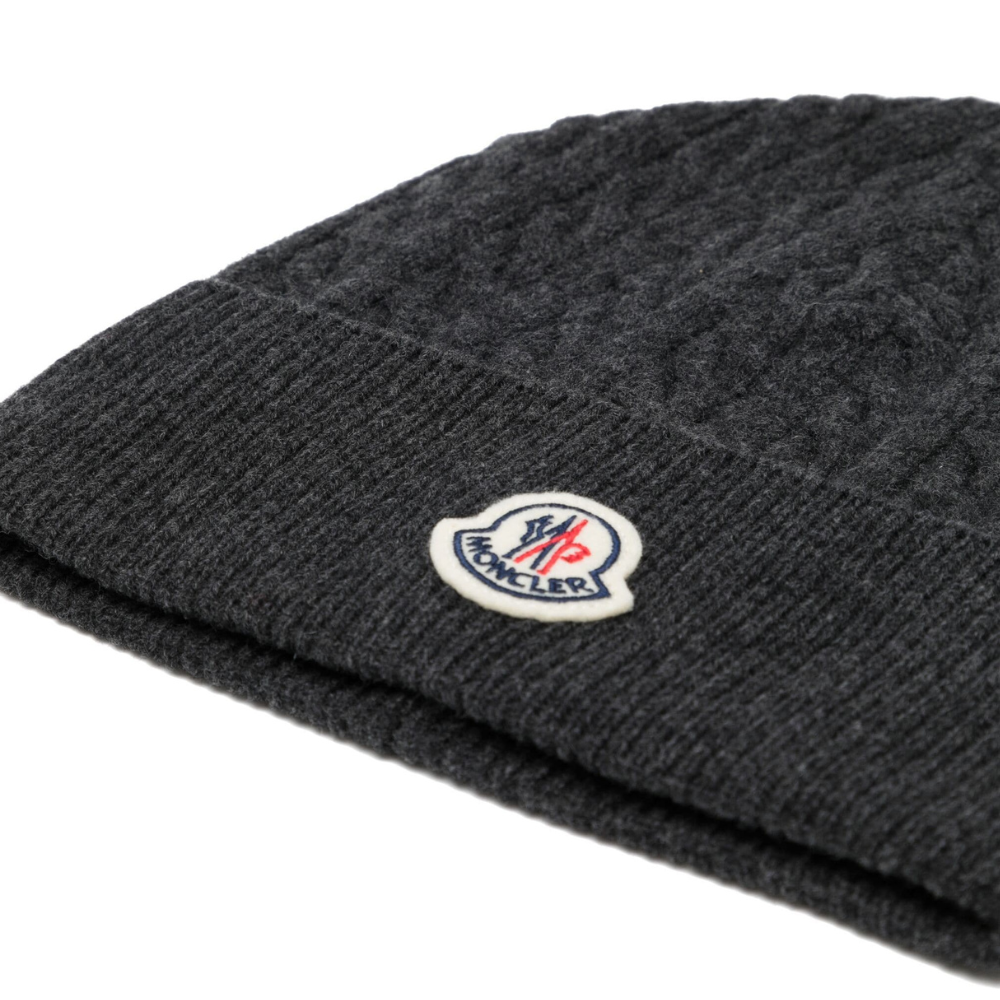 Logo-Appliqué Cable-Knit Beanie