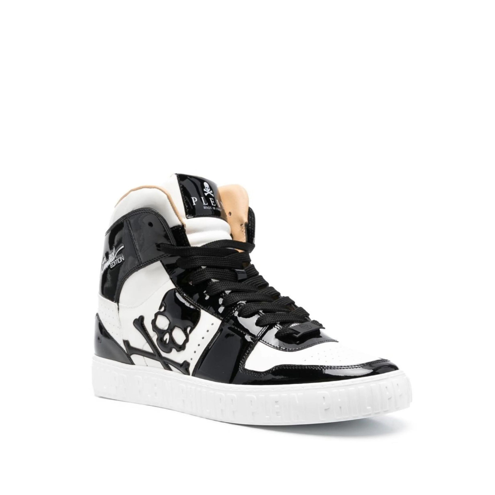 Skull-Print High-Top Sneakers