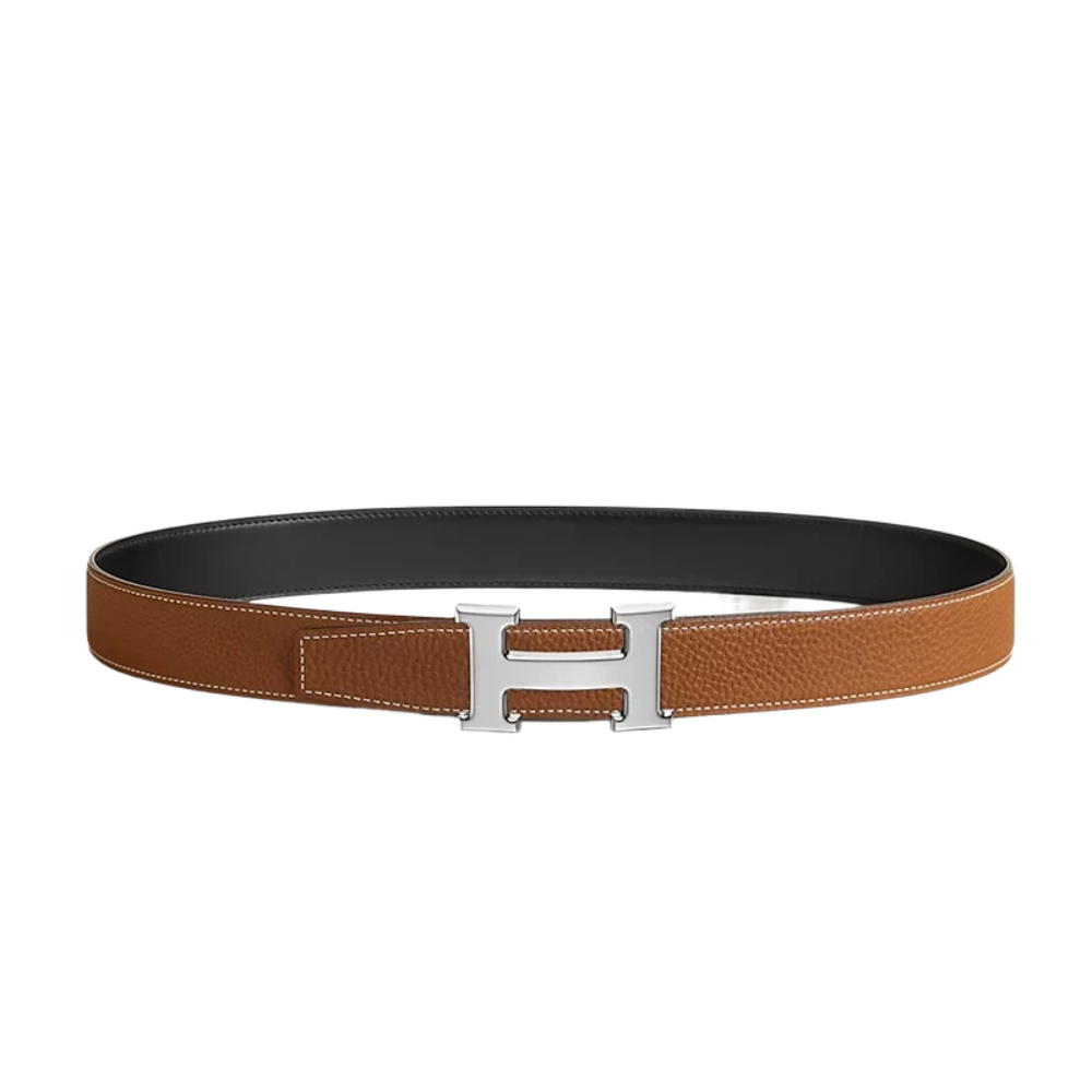 H Belt Buckle & Reversible Leather Strap