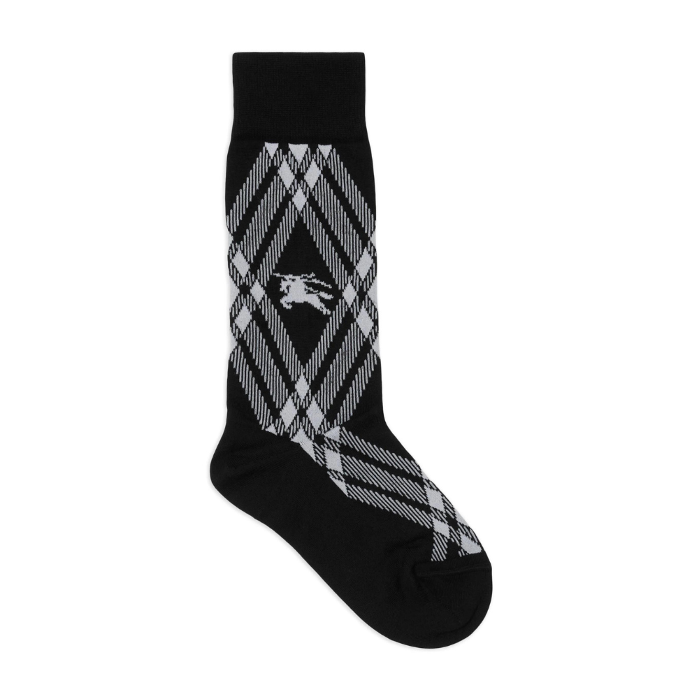 Check-Print Logo-Print Socks