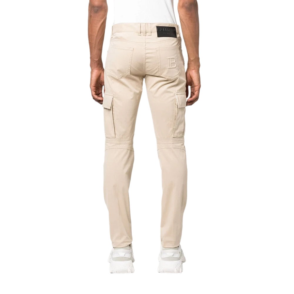 Zip-Up Cotton Tapered Trousers