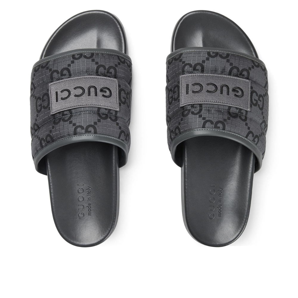 Gucci mens black slides on sale