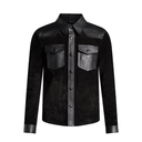 Leather Trim Suede Shirt - Luxuryzion